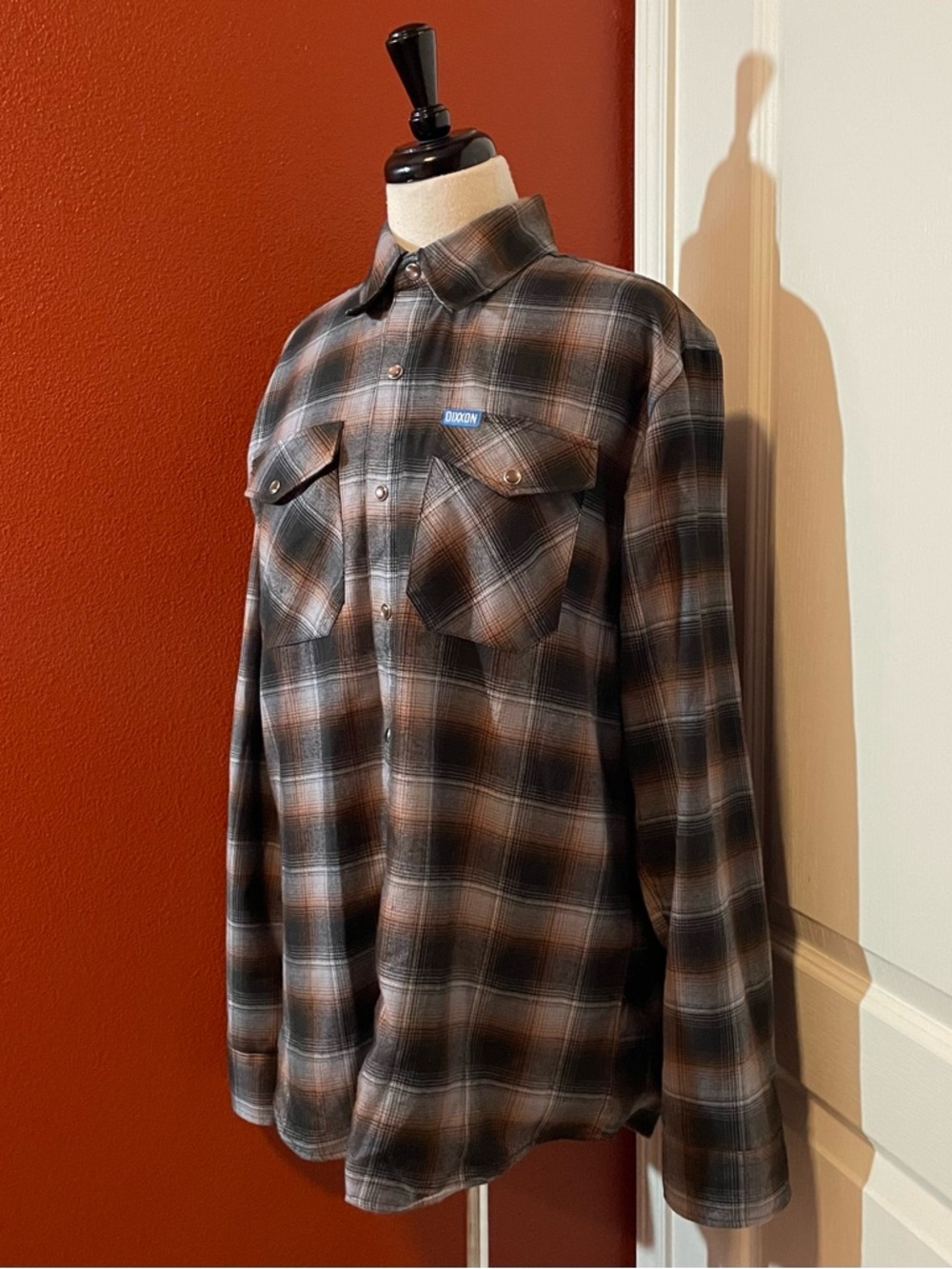 Dixxon Men’s Patina D Tech Blend Plaid Pearl Snap Western Flannel Shirt